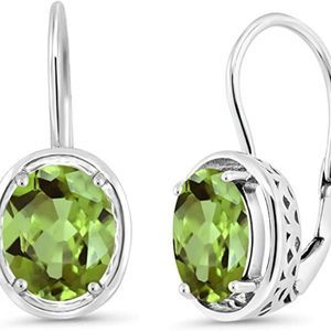 Gem Stone King 925 Sterling Silver Green Peridot Women's Dangle Earrings